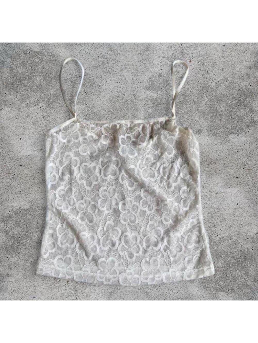 La senza white flower mesh cami